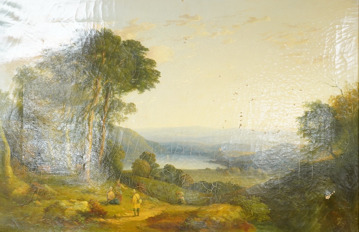 19th century, English School, Pastoral landscape, unsigned, oil on canvas, 45 x 68cm